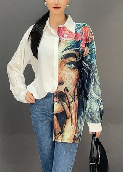 Bohemian White Peter Pan Collar Chiffon Top Fall