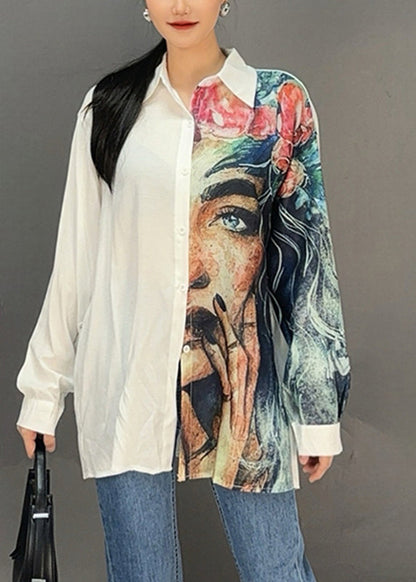 Bohemian White Peter Pan Collar Chiffon Top Fall