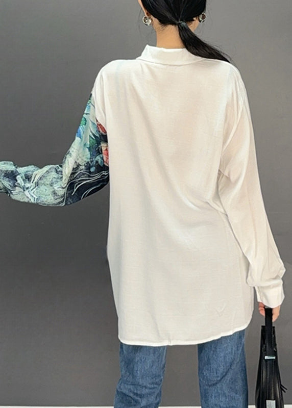 Bohemian White Peter Pan Collar Chiffon Top Fall