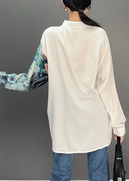 Bohemian White Peter Pan Collar Chiffon Top Fall