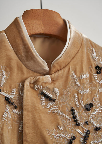 Chalecos de terciopelo de seda con cuentas bordadas en amarillo bohemio para primavera