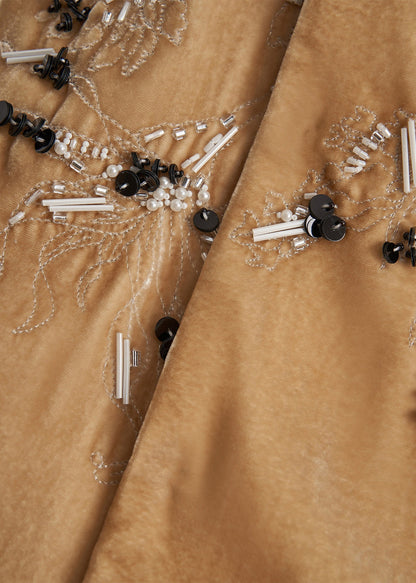 Chalecos de terciopelo de seda con cuentas bordadas en amarillo bohemio para primavera