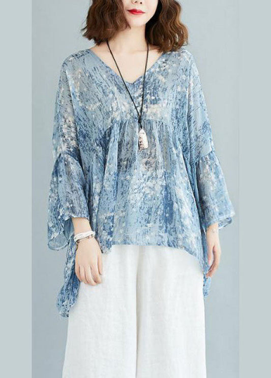 Bohemian Gelb Lose V-Ausschnitt Print Patchwork Herbst Tops Halbarm