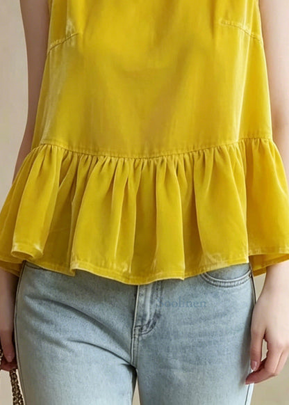 Bohemian Yellow Oversized Patchwork Tanks Sleeveless
