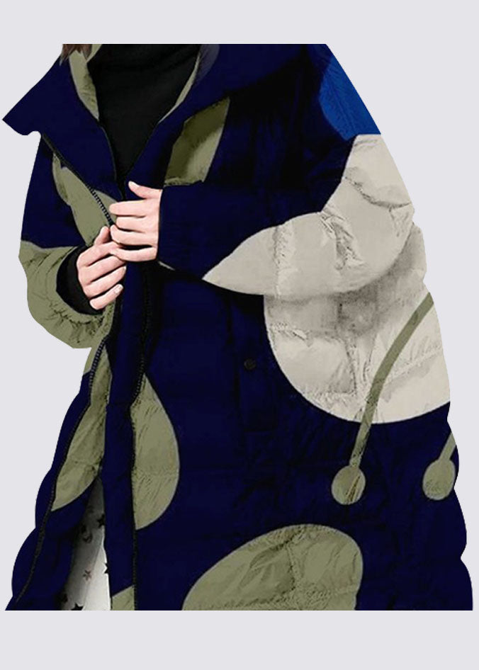 Bohemian Zip Up Print Mode Entendaunenmantel Winter