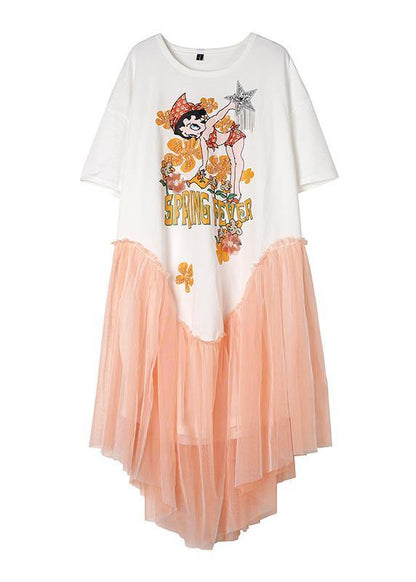 Bohemian black patchwork clothes asymmetric hem Maxi summer Dress - SooLinen