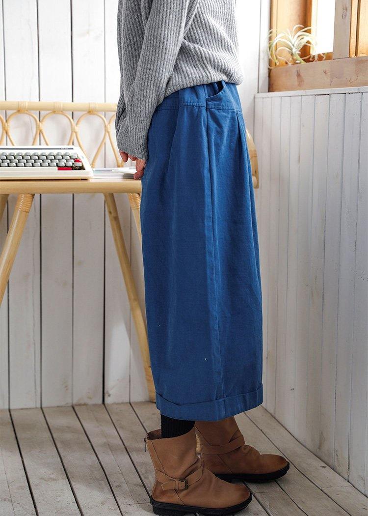 Bohemian fall casual pants oversize blue Wardrobes wide leg pants - SooLinen