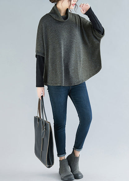 Böhmische graue Baumwollkleidung für Frauen Omychic Nähen High Neck Patchwork tägliches Frühlingshemd