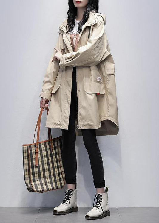 Bohemian khaki Letter  outwear Fashion Ideas hooded zippered women coats - SooLinen