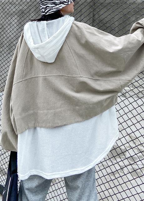 Bohemian lapel zippered fine coats women blouses beige Art outwear - SooLinen