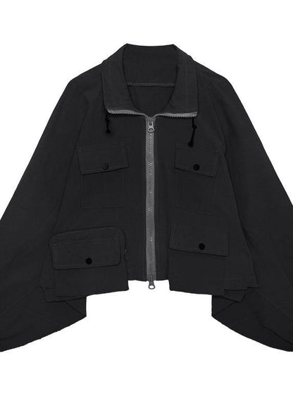 Bohemian lapel zippered fine coats women blouses beige Art outwear - SooLinen