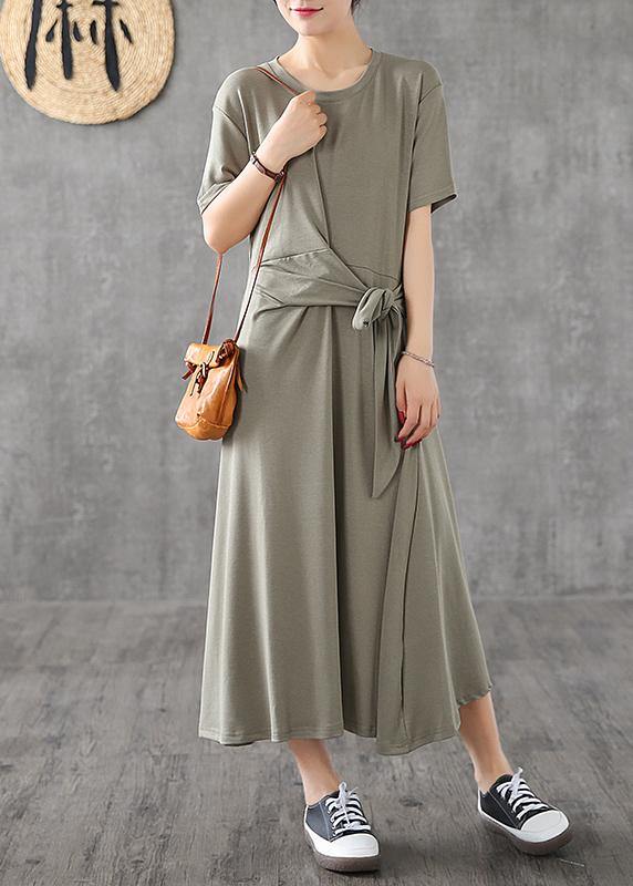 Bohemian o neck Bow cotton dress yellow Traveling Dresses summer - SooLinen