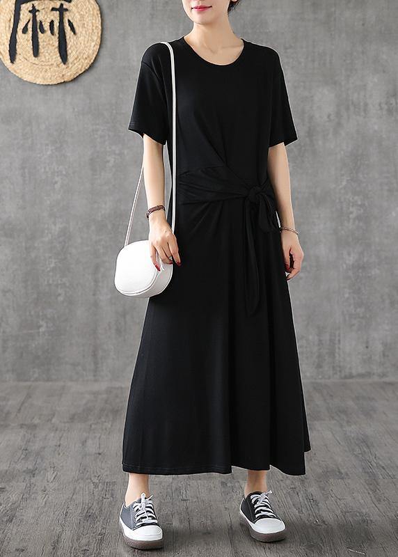 Bohemian o neck Bow cotton dress yellow Traveling Dresses summer - SooLinen