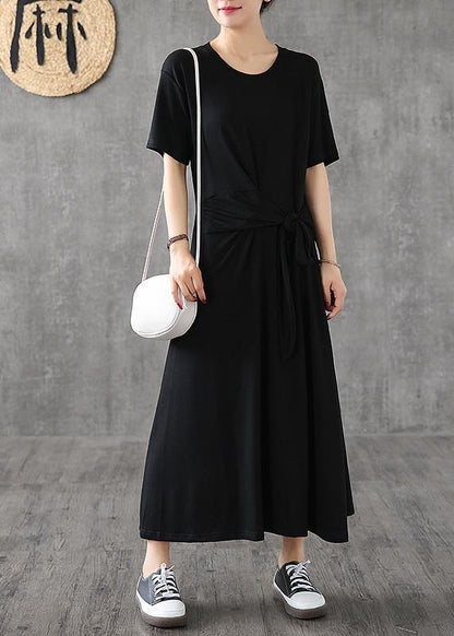 Bohemian o neck Bow cotton dress yellow Traveling Dresses summer - SooLinen