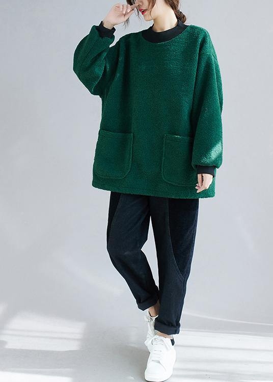 Bohemian o neck pockets clothes For Women Tutorials green shirt - SooLinen