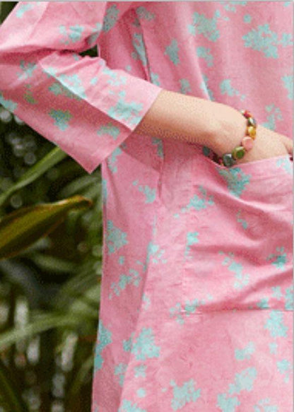 Bohemian pink print linen clothes For Women o neck pockets daily summer Dress - SooLinen