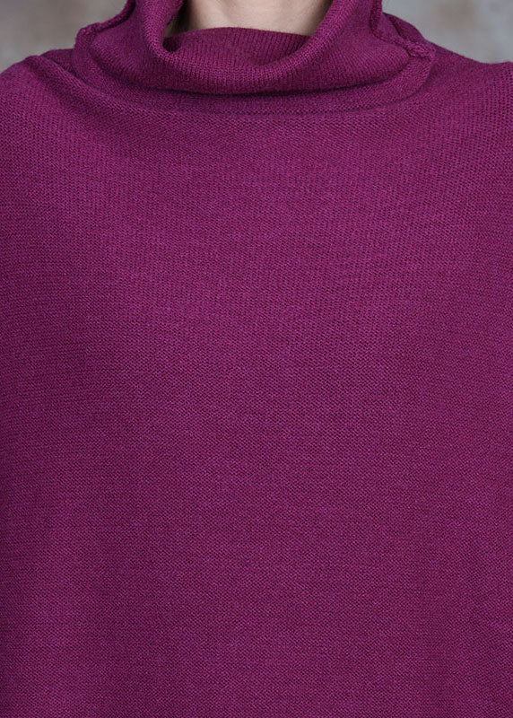 Böhmisches lila rotes lockeres Strick-Urlaubskleid Frühling