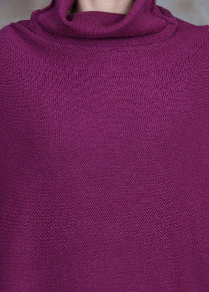 Böhmisches lila rotes lockeres Strick-Urlaubskleid Frühling