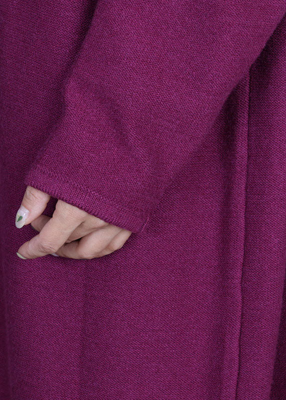 Böhmisches lila rotes lockeres Strick-Urlaubskleid Frühling