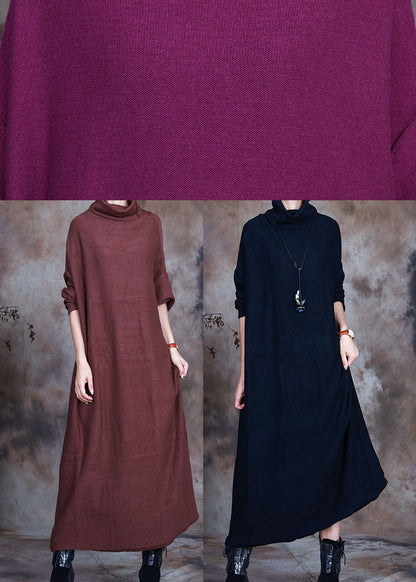 Böhmisches lila rotes lockeres Strick-Urlaubskleid Frühling