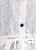 Böhmische weiße Leinenkleidung für Frauen Boutique-Outfits Reverstaschen Robe Sommerkleider