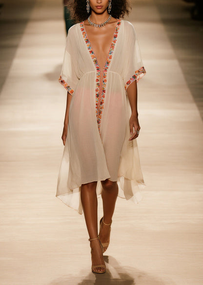Boho Apricot Oversized Floral Cotton UPF 50+ Cardigans Summer
