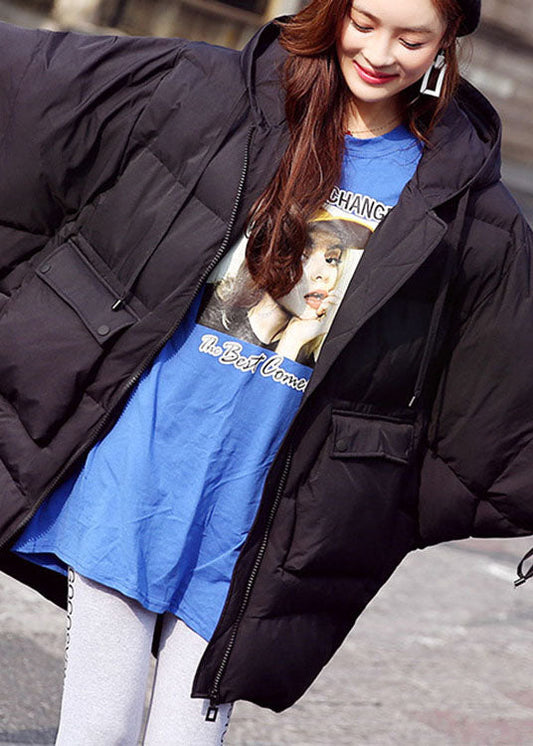 Boho Beige Fledermausflügel Ärmeltaschen Lose Winter Daunenjacke