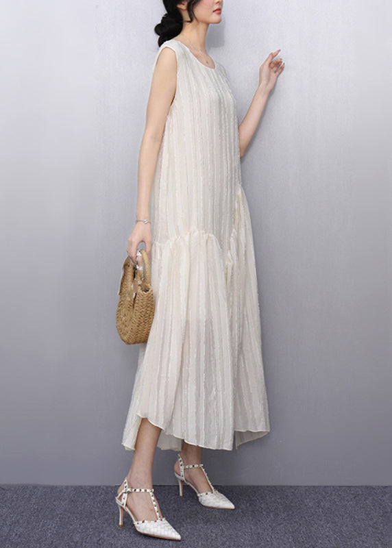 Boho Beige O-Neck Patchwork Party Maxi Dress Sleeveless