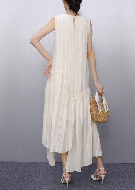 Boho Beige O-Neck Patchwork Party Maxi Dress Sleeveless