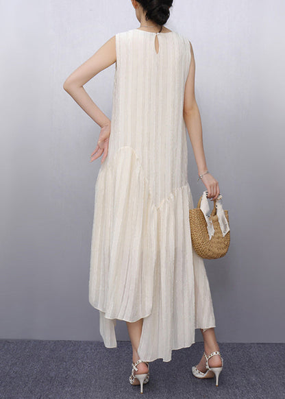 Boho Beige O-Neck Patchwork Party Maxi Dress Sleeveless