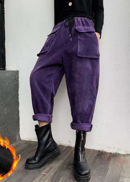 Boho Schwarze Cordhose mit Taschen Winter