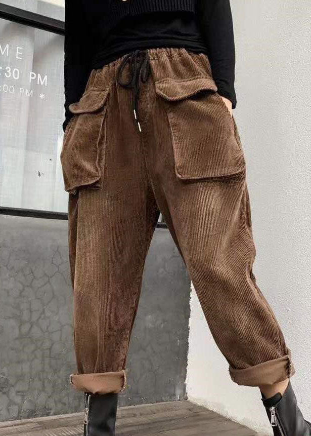 Boho Schwarze Cordhose mit Taschen Winter