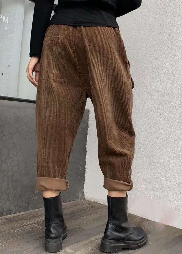 Boho Schwarze Cordhose mit Taschen Winter