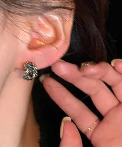 Pendientes bohemios de plata de ley negra con circonitas