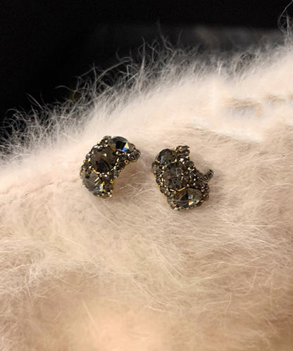 Pendientes bohemios de plata de ley negra con circonitas