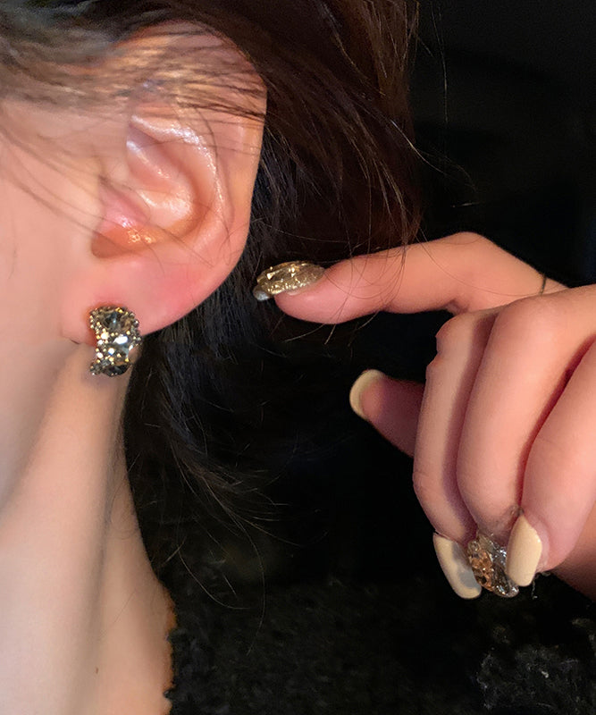 Pendientes bohemios de plata de ley negra con circonitas