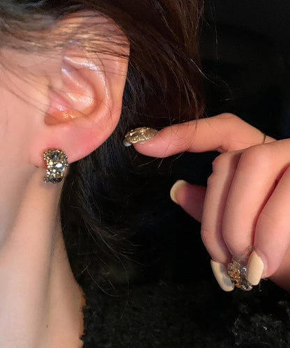 Pendientes bohemios de plata de ley negra con circonitas