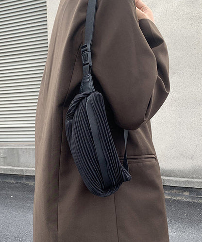Boho Black Wrinkled Solid Durable Faux Leather Mini Bag