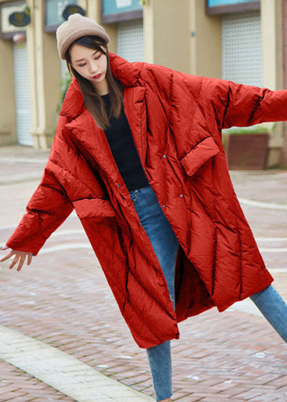 Boho Blau Peter Pan Kragen Knopf Lässige Winter Entendaunenmäntel