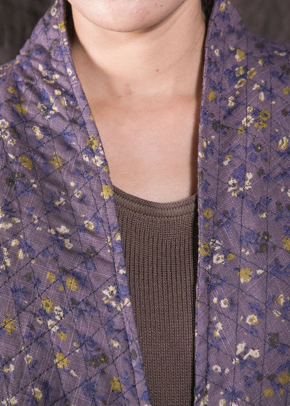 Boho Blue Print Taschen Feine Baumwollfüllung Winter Wickelmantel