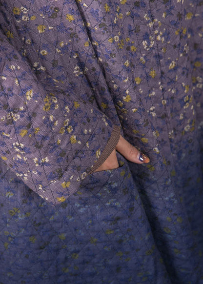 Boho Blue Print Taschen Feine Baumwollfüllung Winter Wickelmantel