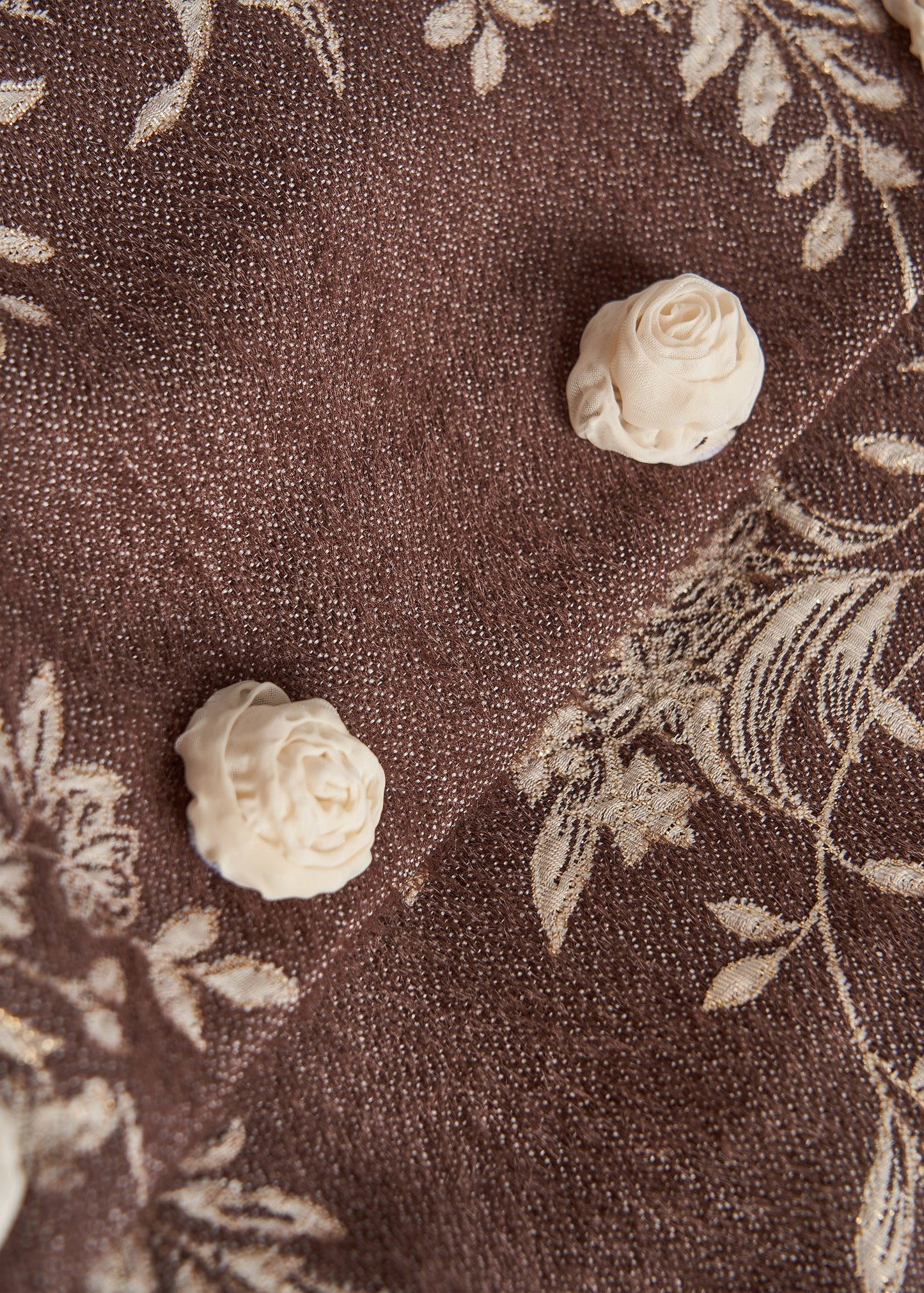 Chaquetas de algodón con bordado floral marrón bohemio para primavera