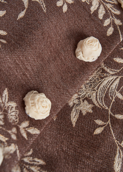 Chaquetas de algodón con bordado floral marrón bohemio para primavera