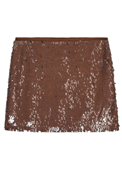 Boho Brown Sequins Slim Fit Mini Skirt Summer