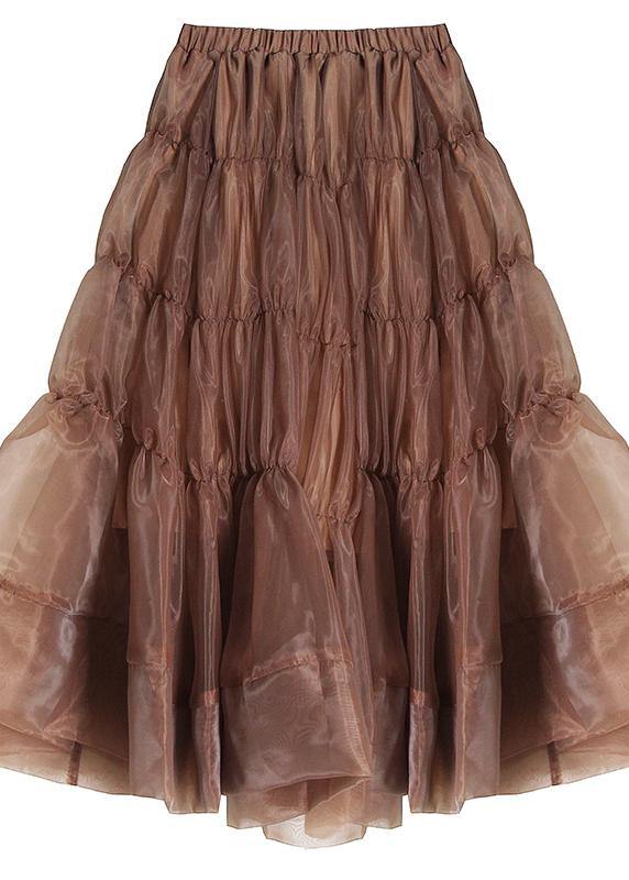 Boho Chocolate Chiffon Cinched Skirts Summer - SooLinen