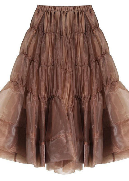 Boho Chocolate Chiffon Cinched Skirts Summer - SooLinen