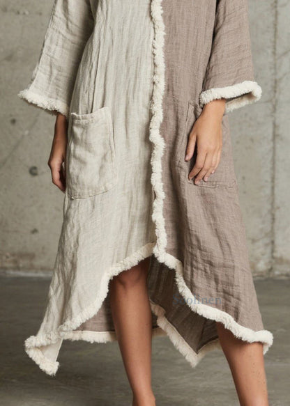 Boho-Cardigan mit asymmetrischem Patchwork-Design und Farbblock-Design aus Kunstpelz, locker geschnitten, Frühling