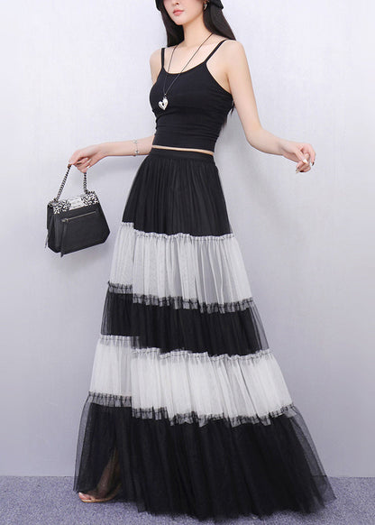 Boho Colorblock Exra Large Hem Patchwork Tulle Skirt Summer