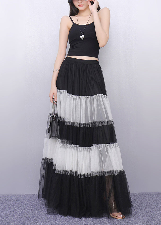 Boho Colorblock Exra Large Hem Patchwork Tulle Skirt Summer