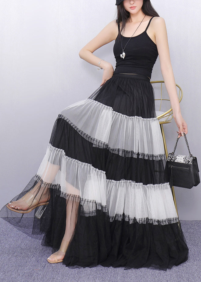 Boho Colorblock Exra Large Hem Patchwork Tulle Skirt Summer